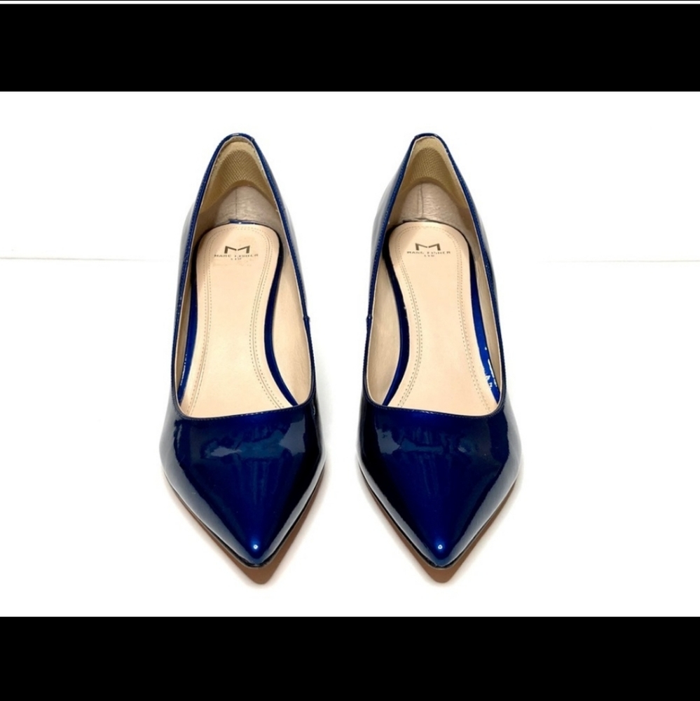 Marc Fisher Block Heel Zala Pump /Blue Patent